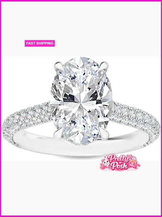 2.5 Ct Oval Cut Lab Created Diamond Solitaire Engagement  Lab Grown Diamond Vintage Engagement Ring Oval Round Cut 2.5ct 14K White Gold
